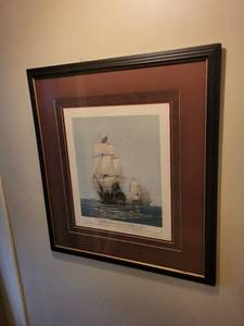 lot 126 image: Framed Nautical Artwork The First Journey of Victory 1778