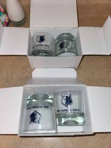 lot 133 image: Set of 4 Minnesota Timberwolves One Hungry Pack Whiskey Glasses