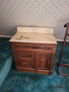 lot 203 image: Antique Wooden Washstand with Marble Top