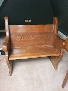 lot 212 image: Vintage Wooden Church Pew Bench
