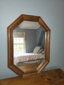 lot 228 image: Octagonal Wall Mirror with Wooden Frame