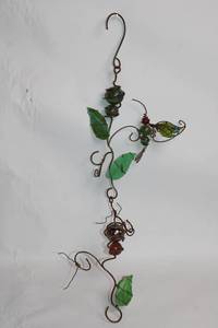 lot 10 image: Decorative Hanging Metal Sculpture with Glass Accents