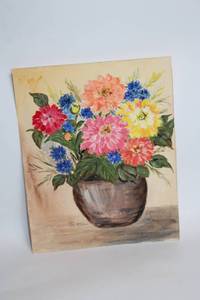 lot 34 image: Vintage Floral Still Life Painting on Canvas