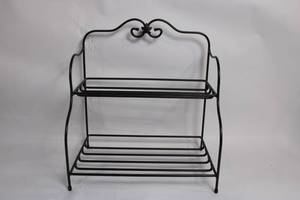 lot 49 image: Vintage Black Metal Shelf Rack