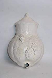 lot 68 image: Vintage Ceramic Wall-Mounted Water Dispenser with Grapevine Design
