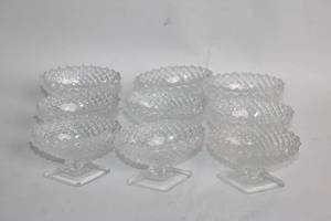 lot 70 image: Set of 8 Vintage Clear Glass Compote Bowls