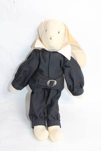 lot 87 image: Stuffed Bunny Toy in Black Outfit