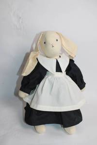 lot 88 image: Vintage Handcrafted Bunny Doll in Black Dress with White Apron