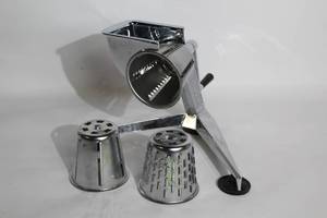 lot 111 image: Vintage Silver Star Rotary Cheese Grater with 3 Drum Attachments