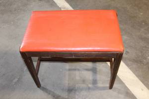 lot 147 image: Vintage Red Upholstered Wooden Bench