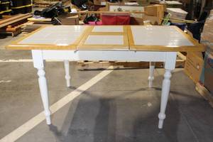 lot 156 image: Expandable Wood and Tile Dining Table with Leaf
