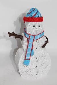 lot 169 image: Decorative Lace Snowman Figurine with Hat and Scarf