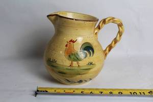 lot A-197 image: Charming Hand-Painted Ceramic Pitcher with Rooster Design