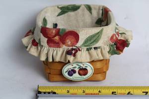 lot A-209 image: Longaberger Handwoven Basket with Fruit Pattern Liner