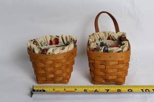 lot A-212 image: Pair of Longaberger Handwoven Baskets with Fabric Liner