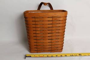 lot A-216 image: Vintage Longaberger Handwoven Tall Basket with Plastic Liner
