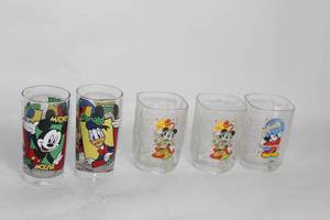lot 263 image: Set of 5 Disney Character Glasses Featuring Mickey Mouse and Friends