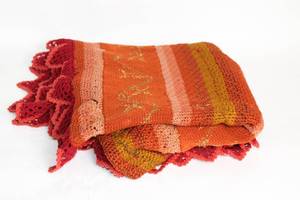 lot 264 image: Handcrafted Multi-Color Crochet Throw Blanket with Floral Patterns