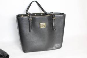 lot 273 image: Versace Black Leather Tote Handbag with Gold Medusa Accent