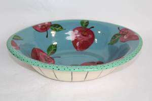 lot 282 image: Handcrafted Ceramic Bowl with Apple Design