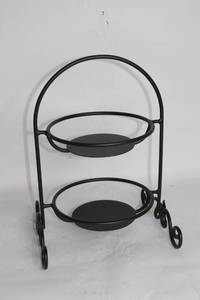 lot 283 image: Decorative Two-Tier Metal Stand with Scroll Design