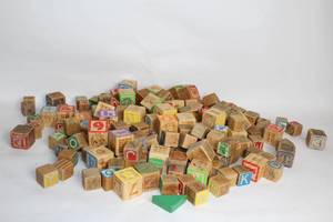 lot 308 image: Collection of Assorted Wooden Alphabet and Picture Blocks