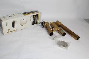 lot 311 image: Everbilt 1-12 inch Brass Bath Drain Kit with Brushed Nickel Trim