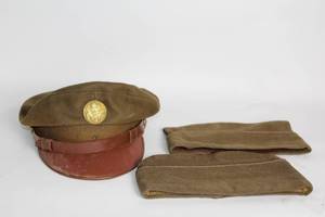 lot A-351 image: Vintage Military Uniform Cap with Two Garrison Caps