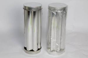 lot 357 image: Pair of Stainless Steel Biscuit Cutters with Storage Tube