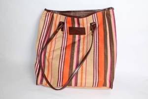 lot 365 image: World Vision Striped Canvas Tote Bag