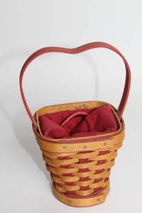 lot A-387 image: Longaberger Handmade Heart-Shaped Basket with Fabric Liner