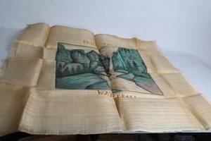 lot 396 image: Vintage Handwoven Tapestry of Waterfall Scenery - 33 x 36