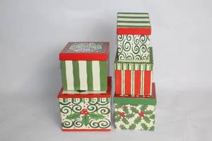 lot 419 image: Set of 7 Holiday Decorative Storage Boxes