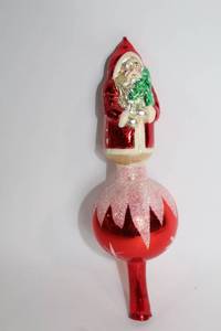 lot 423 image: Vintage Santa Claus Tree Topper with Glittered Red Ornament