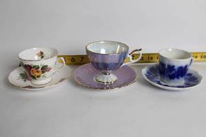lot 453 image: Set of 3 Assorted Bone China Teacup and Saucer Sets