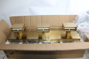 lot 285 image: Modern Gold Triple Light Fixture with Integrated LED and Brass Finish