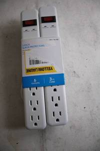 lot 297 image: 2-Pack Surge Protectors with 6 Outlets and 3ft Cord