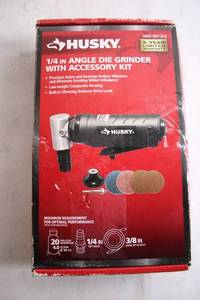 lot 302 image: Husky 14 in Angle Die Grinder with Accessory Kit