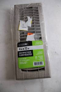 lot 303 image: 4 x 12 inch Everbilt High Impact Resin Floor Register in Natural Gray