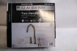 lot 317 image: Glacier Bay Brushed Nickel Two Handle Bathroom Faucet, 4 Inch Centerset
