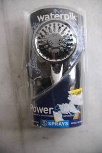lot 323 image: Waterpik PowerSpray Handheld Shower Head with 5 Spray Settings