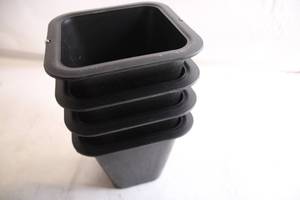 lot 327 image: Stack of 4 Black Plastic Stackable Storage Bins