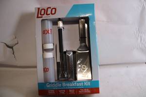 lot 341 image: LoCo Griddle Breakfast Kit with Spatula, Tongs, Press, and Bottles