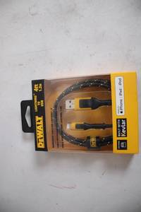 lot 360 image: DEWALT 4ft Lightning to USB Cable for Apple Devices
