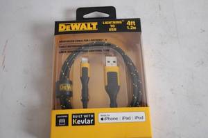 lot 363 image: DeWalt 4ft Lightning to USB Cable Built with Kevlar