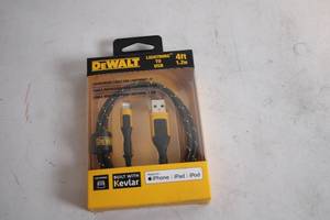 lot 364 image: DeWalt 4ft Lightning to USB Charging Cable with Kevlar