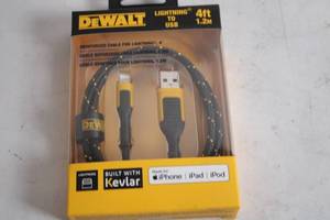 lot 365 image: DEWALT 4ft Lightning to USB Cable with Kevlar Reinforcement
