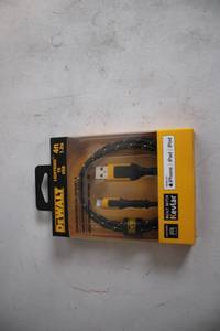 lot 367 image: Dewalt 4ft Lightning to USB Cable for iPhone, iPad, iPod
