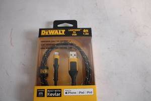 lot 375 image: DeWalt 4ft Lightning to USB Charging Cable with Kevlar Reinforcement