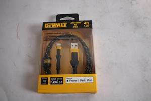 lot 379 image: DEWALT 4ft Lightning to USB Cable for iPhone iPad iPod